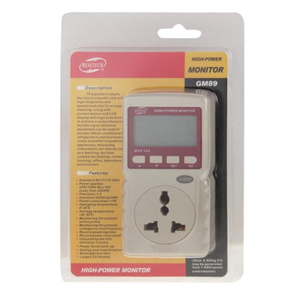 Benetech GM89 Digital LCD Micro Power Meter Alyzer Monitor 16A High-power Watt Tester
