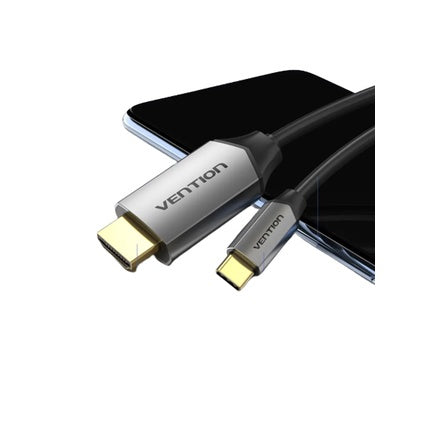 [CLEARANCE] Vention Type-C to HDMI Cable Metal Type 4KHD 60Hz with Aluminum Alloy Shell (CGSB) 1.5M Black Metal Type
