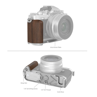 SmallRig L-Shape Mount Bracket for Nikon Z fc with Wooden Handle Grip & Arca-Swiss Type Baseplate, Multiple 1/4"-20 Accessory Attachment Threads & Shoe Mount for Tripods, Monopods & Gimbal Stabilizers