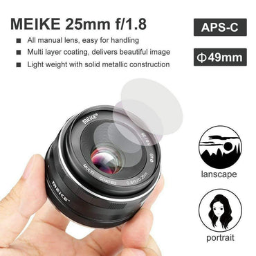 [CLEARANCE] Meike MK 25mm f/1.8 Large Aperture Wide Angle Lens Manual Focus Lens for Canon EOS-M Mount Mirrorless Cameras