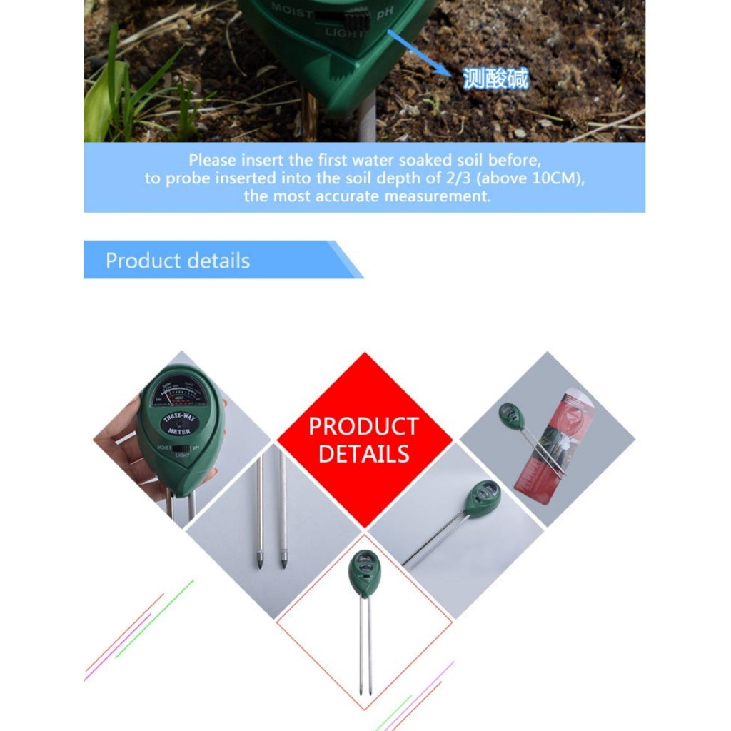[CLEARANCE] Eagletech 3 in 1 Moisture / Light / PH Plant Flowers Soil PH Tester Hydroponics Meter