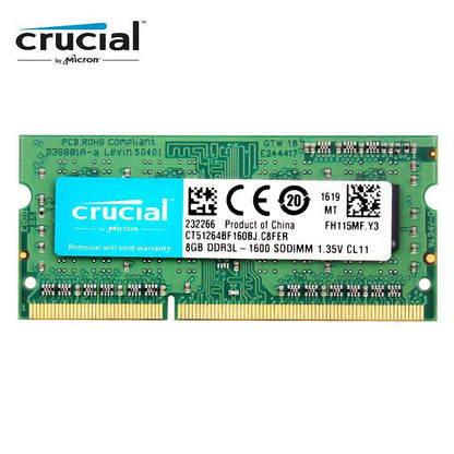 Crucial 8GB Single DDR3L 1600 SODIMM CL11 1.35V Laptop Memory Ram