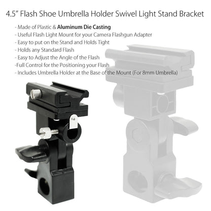 Pxel AA-LS3 B Type Flash Bracket Umbrella Holder Swivel Light Stand Adapter Cold Shoe Speedlight