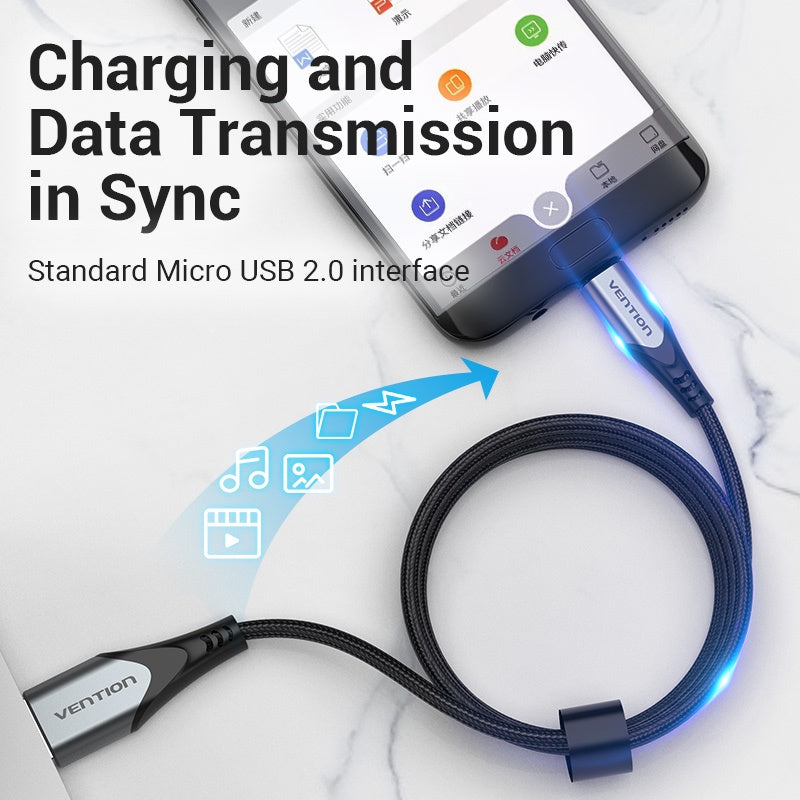 Vention Reversible USB 2.0 Male to Micro USB Male Charging and Data Cable for 3A High Current Charge and Fast File Transferring for PC, Mac, and Android (2M) | COCHH