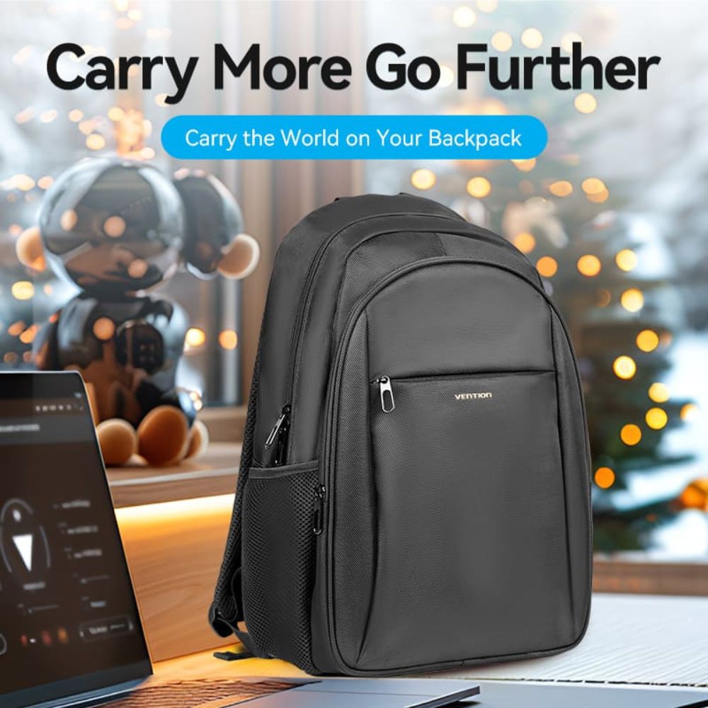 Vention 20L Water-Repellant Anti-Theft Laptop Backpack with Spacious Main Compartment, Front Multifunctional Zippered Pocket, Front Pocket + Side Pocket | KRMB0