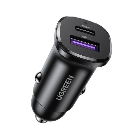UGREEN PD 30W + QC 22.5W USB Car Charger Fast Charging Power Socket Adapter with USB-A & Type C Port for Smartphones, Tablets, Cameras, Dashcams, Air Purifiers & Car Interior Electronic Devices