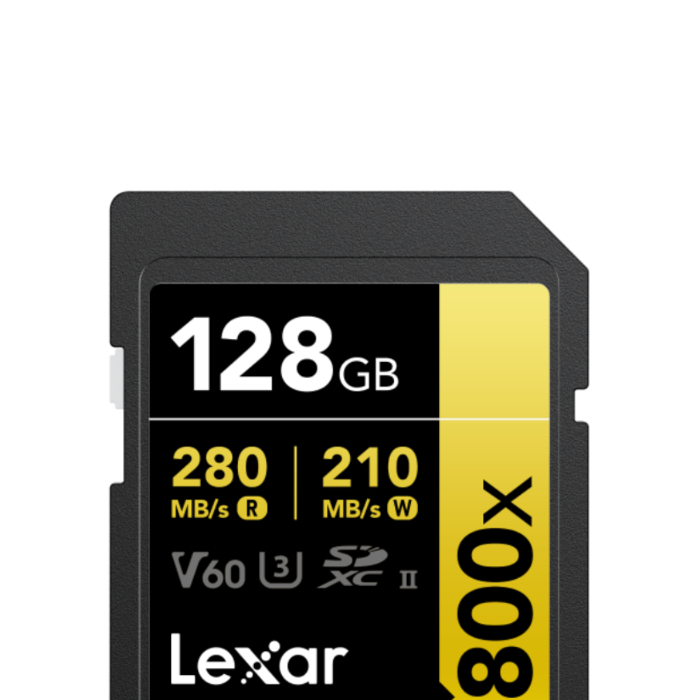 Lexar Professional 1800x SDXC V60 U3 UHS-II GOLD Series Memory Card Up to 280MB/s Read, 210MB/s Write | 64GB / 128GB