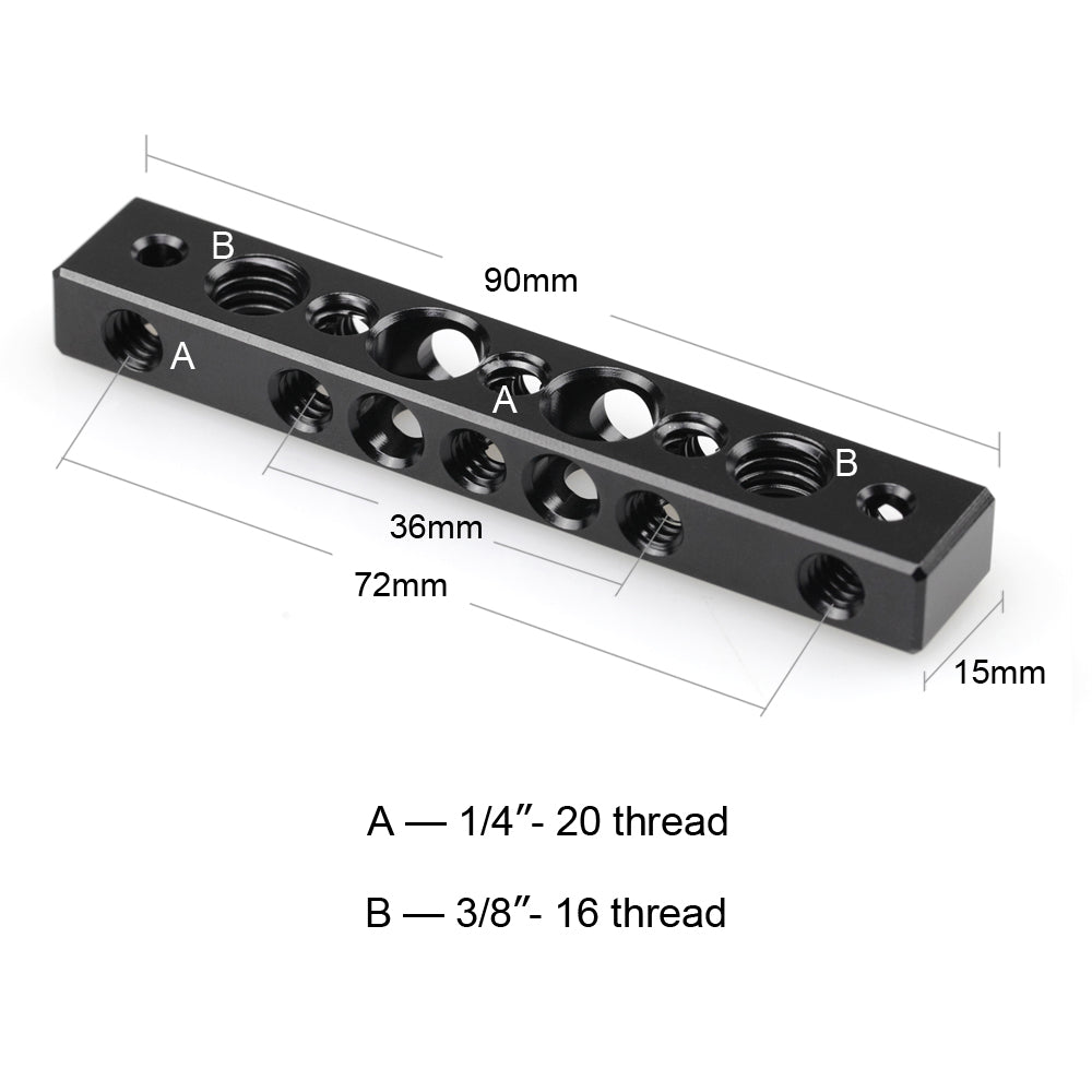 SmallRig Cheese Bar with Multiple 1/4"-20 and 3/8"-16 Threaded Holes and RED Screw Spacing for DIY Camera Accessories and Monitor Mount 1091