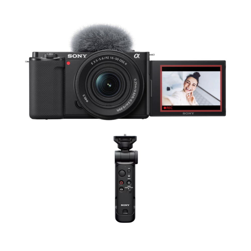 Sony ZV-E10 Mirrorless Vlog Camera w/ 16-50mm F3.5-5.6 OSS II Lens & GP-VPT3 Wireless Shooting Grip