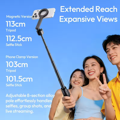 SK26 2-in-1 Selfie Stick & Tripod with MagSafe Mount, Adjustable 8-Section Pole