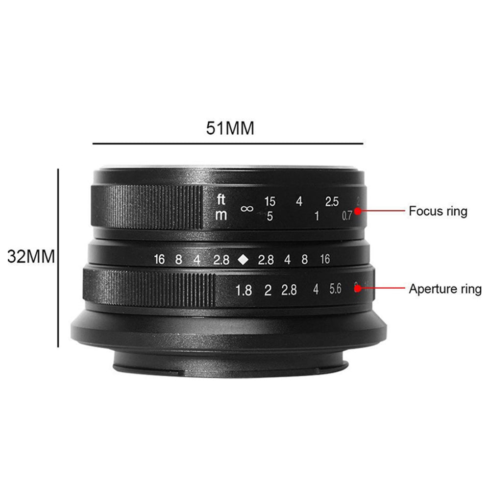 7Artisans 25mm F/1.8 APS-C Format Fujifilm X Mount Compact Portrait Prime Lens MF Manual Focus for Mirrorless Cameras | Black Silver