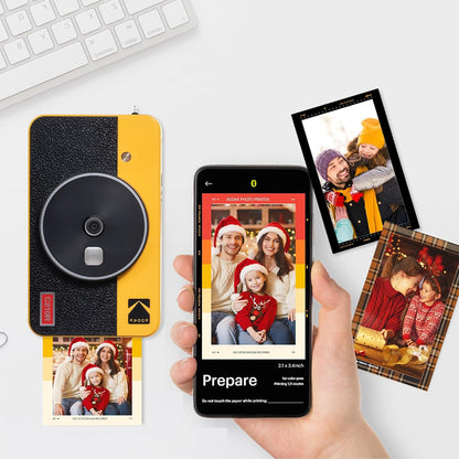 KODAK Mini Shot 2 RETRO 2 in 1 Instant Camera and Photo Printer with 68 Film Sheets Bundle Kit and Accessories 2.1" x 3.4" Prints, 1.77" LCD Display, 4PASS Print Technology, Bluetooth Printing via Mobile Smartphone App (C210R) | Yellow, White