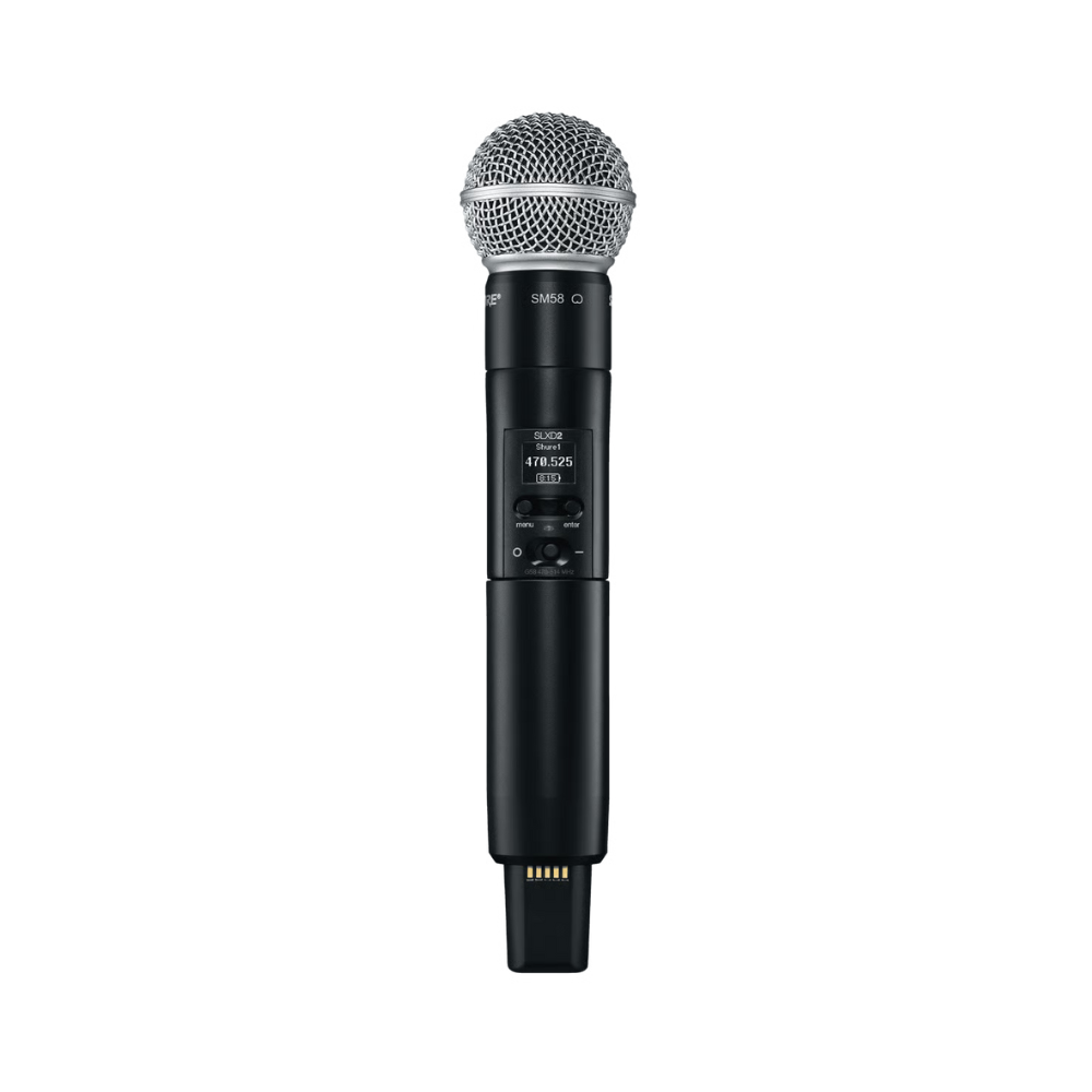 Shure SLXD24 B58 / SM58 Digital Wireless Handheld Microphone (1RX + 1TX) with Beta 58A Supercardioid / SM58A Cardioid Mic, 24-Bit Audio, 44MHz Band & AA Battery Powered for Live Stage Performers & Karaoke Music | SLXD24A/B58 | SLXD24A/SM58