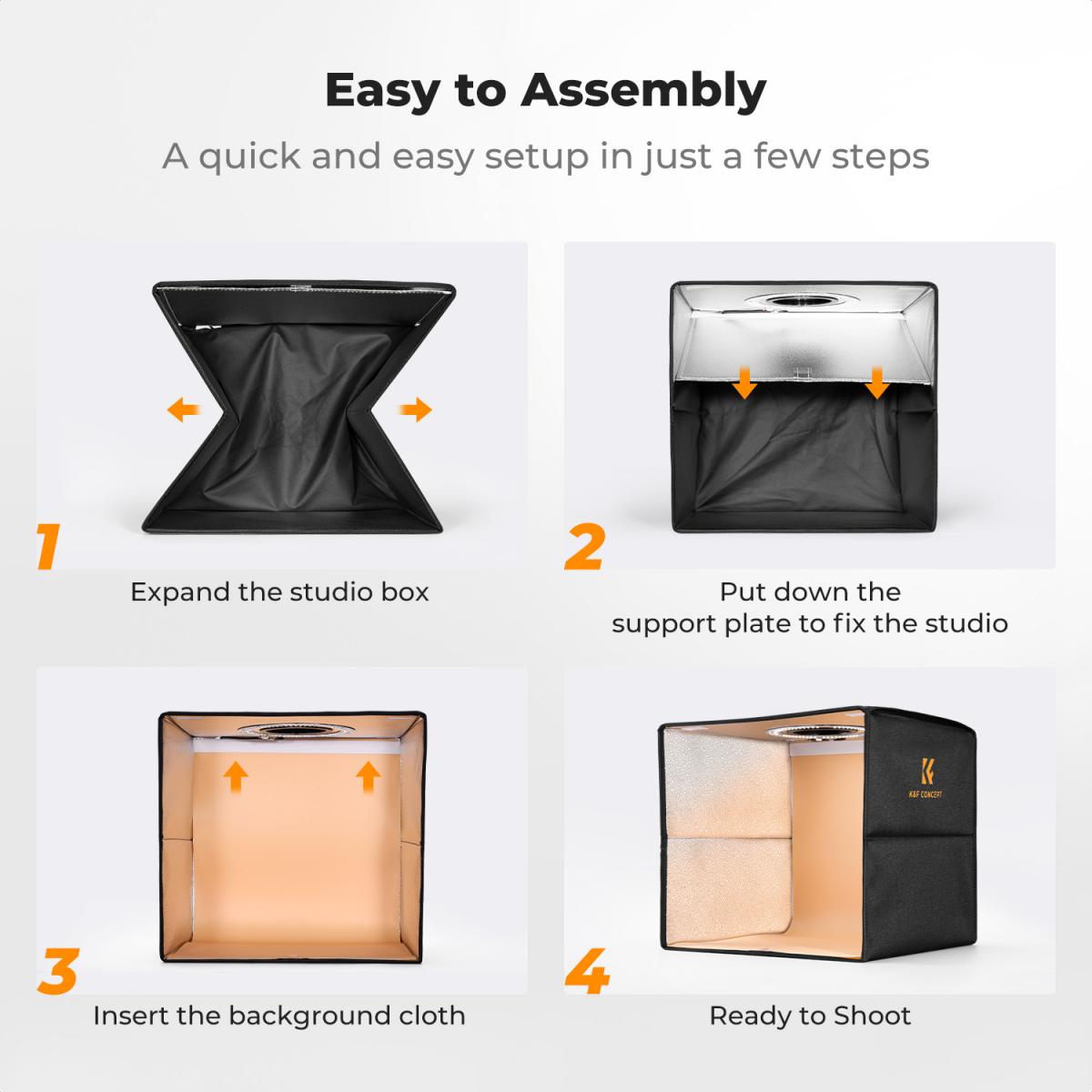 K&F Concept 30cm Professional Photo Light Box w/ 6 PVC Backdrops