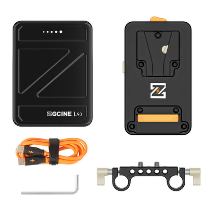 ZGCINE Creators Set with VP3 QR Quick Release V-Mount Plate and L90 V-Mount Battery with 3 D-Tap, 2 USB-C PD In/Out, BP Output, 15mm Rod Clamp, LED Battery Indicator and Portable Power Hub for Cameras, Monitors, LED Lights & Filmmakers