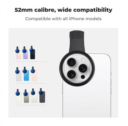 K&F Concept Nano-K 52mm VND ND2-ND400 Variable Neutral Density and CPL Circular Polarizer Clip-On Lens Filter for iPhone 15 14 13 12 11 Smartphone