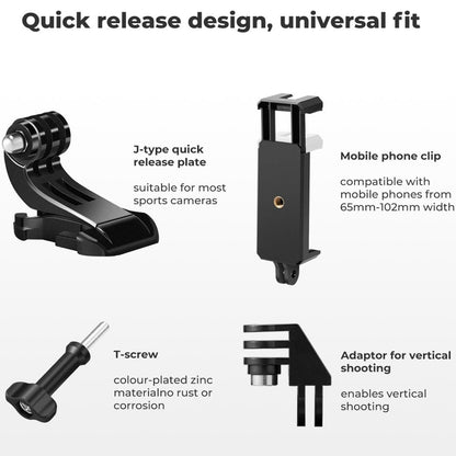 K&F Concept Head / Chest / Wrist Strap Mount Set Kit Bundle with 360° Rotation for Smartphones and GoPro DJI Insta360 Action Cameras - POV Point of View Recording, Hands-Free Vlogging, Video Content Creation | SKU-2289 SKU-2290