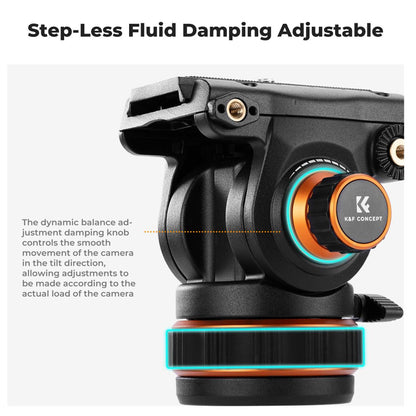 K&F Concept 360 Degree Fluid Head 3-Section Professiol Video Tripod with 10kg / 8kg Max Load Capacity, 1.9m Max Height, Hydraulic Dampening Panoramic / Tilt and 1/4" 3/8" Threaded Mounts for DSLR Mirrorless Cameras | VA3+BV10 VA3+BV20