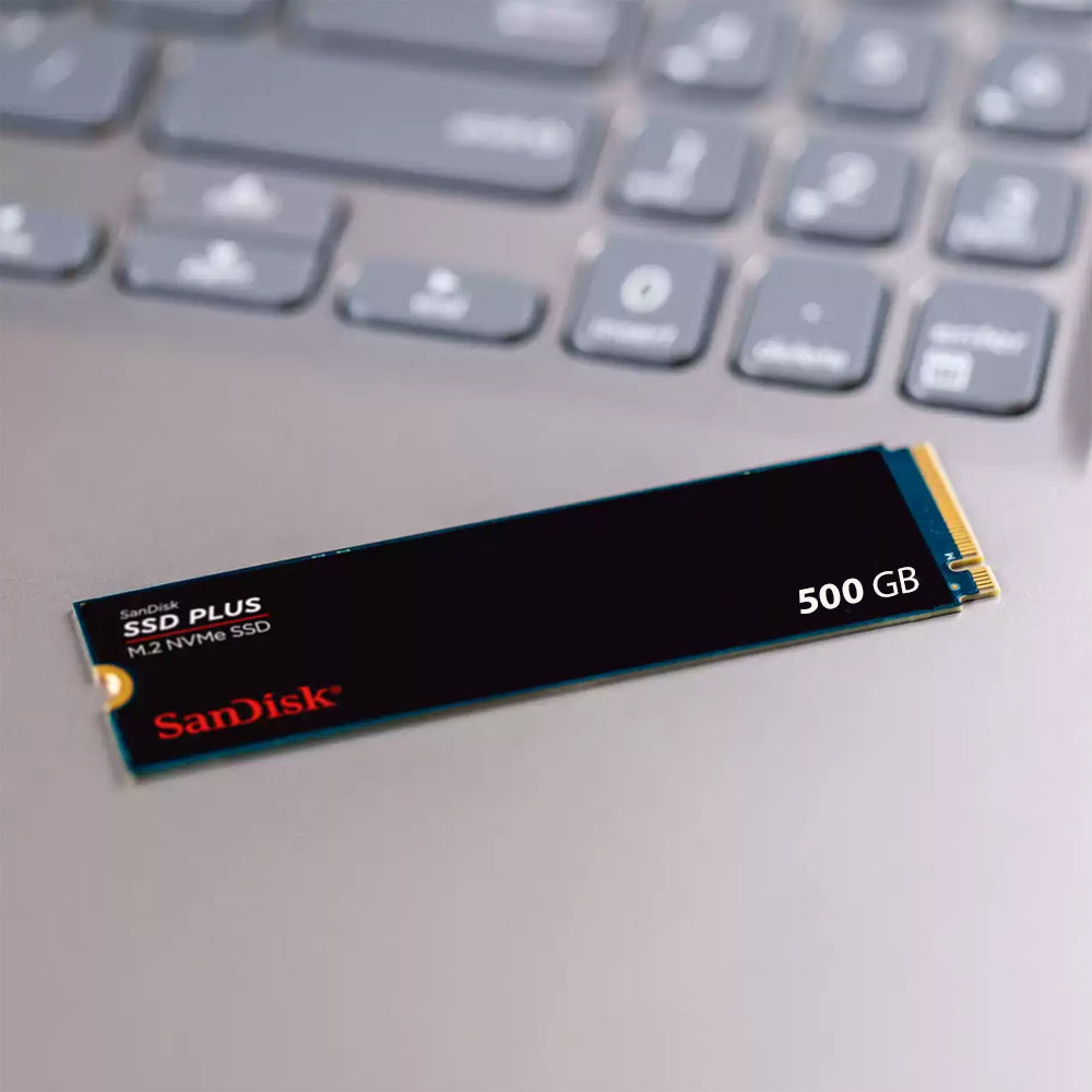 SanDisk SSD Plus 500GB M.2 NVMe PCIe 3.0 x4 Internal SSD Solid State Drive with 2400MB/s Read and 1500MB/s Write Speed, Windows 10 Compatible and Western Digital Dashboard Support