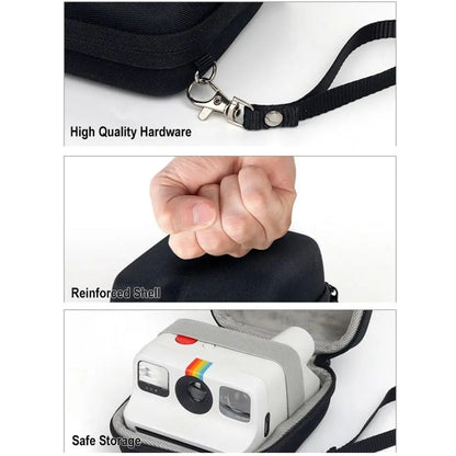 [CLEARANCE] Pikxi Portable Hard Case Camera Storage Bag with Strap, Double Zipper for Polaroid Go Instant Mini Camera - Black