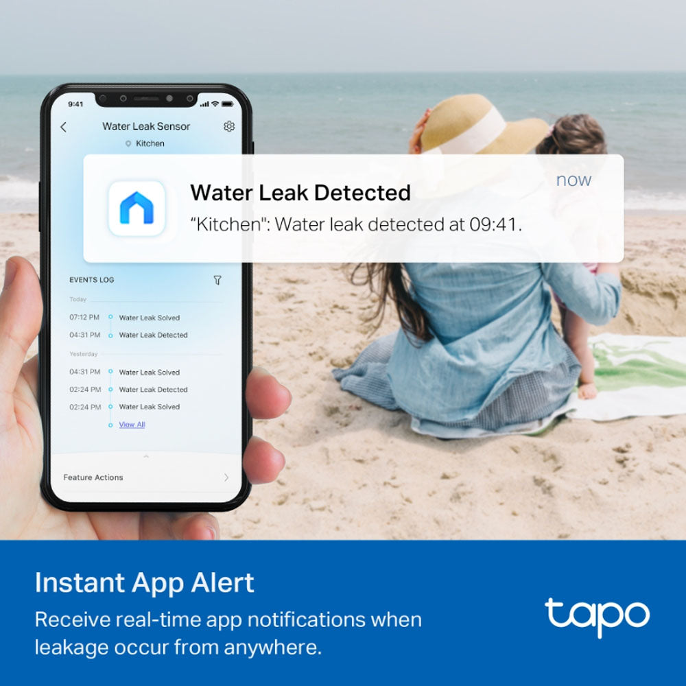 TP-Link Tapo T300 Smart Water Leak Sensor IP67 Waterproof, Mobile App Alerts, 90dB Hub Alarm Triggers and TAPO Hub Support
