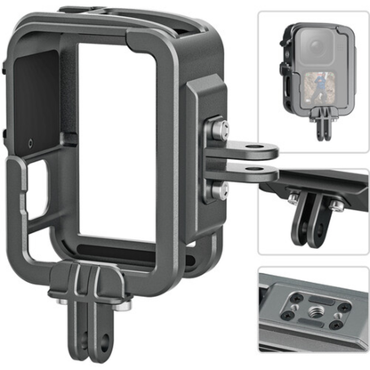 TELESIN Aluminum Cage with Convertible Vertical Frame for GoPro HERO 12 / 11 / 10 / 9 Action Cameras