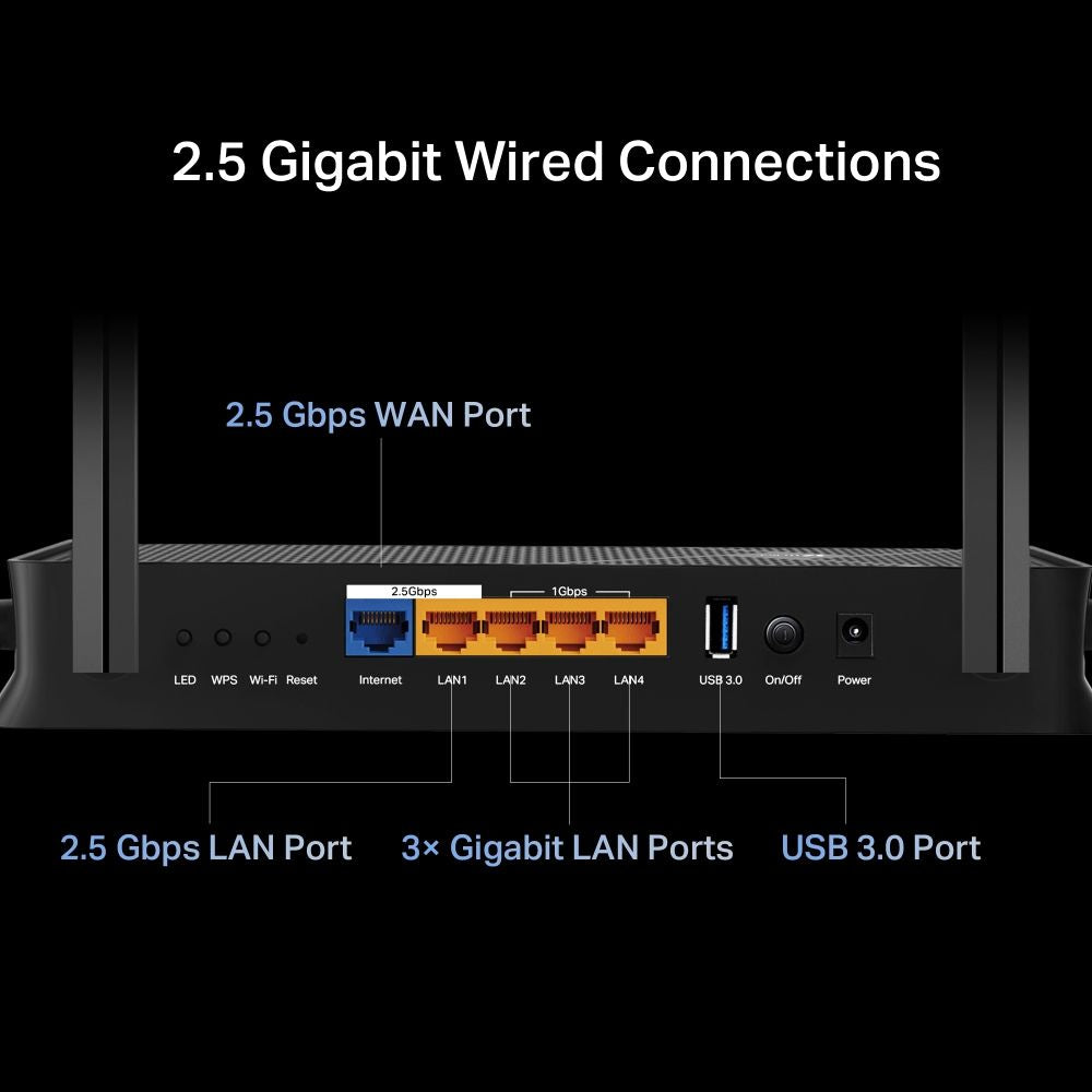 TP-Link Archer BE230 BE3600 Dual Band Home WIFI 7 Router with 3.6Gbps Wireless Speeds, 2.5Ghz / WAN / LAN Ports, 4x Exterl Antens, EasyMesh Compatible, and HomeShield Security Support