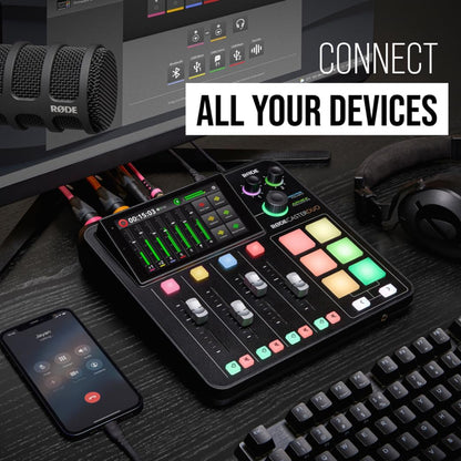 RODE Rodecaster Duo 2 Channel Integrated Audio Studio MIDI Interface with Series IV Wireless Receivers, Revolution Preamps, 6 Programmable Smart Pads, Dual USB Ports and Integrated Bluetooth for Live Streaming, Recording, Podcasting