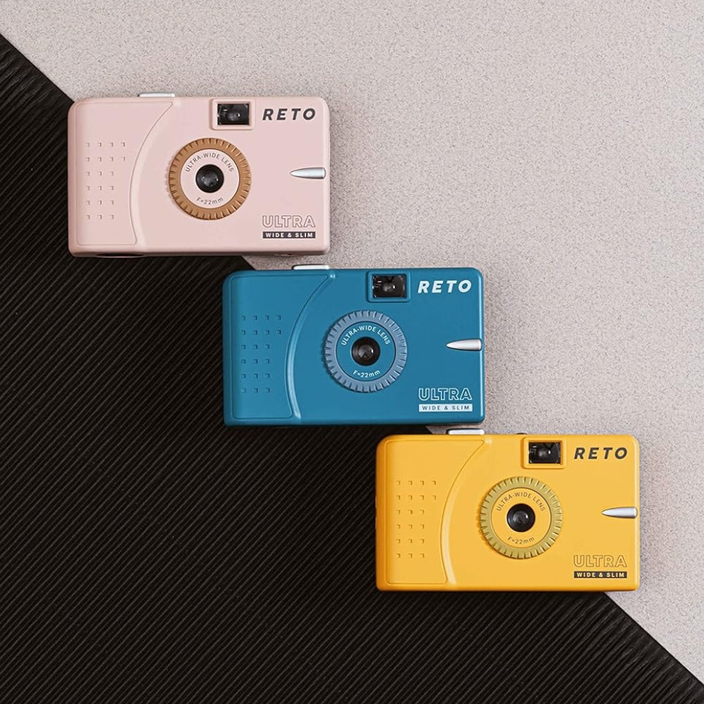 RETO Ultra Wide & Slim Film Camera with 22mm Ultra-Wide-Angle Lens, 135 35mm Film Format, Point and Shoot for Photography | Pastel Pink