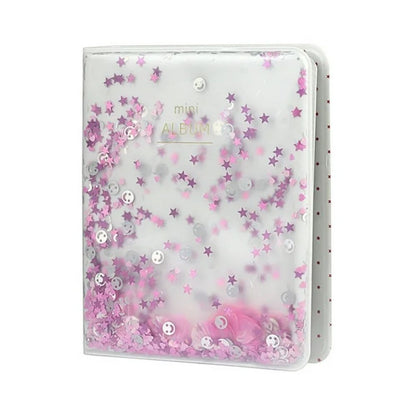 [CLEARANCE] Pikxi 64 Pockets Glitter Quicksand Instax Mini Film Photo Album for Fujifilm Instax Mini Instant Camera - Pink Quicksand