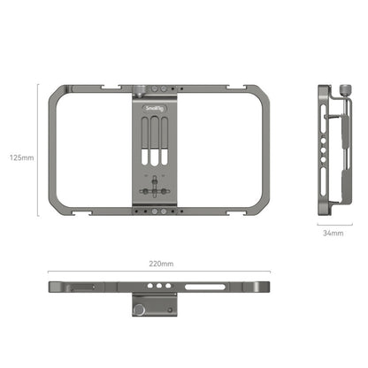 [CLEARANCE] SmallRig Universal Mobile Phone Cage for iPhone & Other Smartphones (57-90mm Wide) with 1/4"-20 Threaded Holes & Cold Shoe Mounts for Handle Grips, Tripods, Microphones, Fill Lights, Accessory Attachments & Vlogging Equipment | 2791B