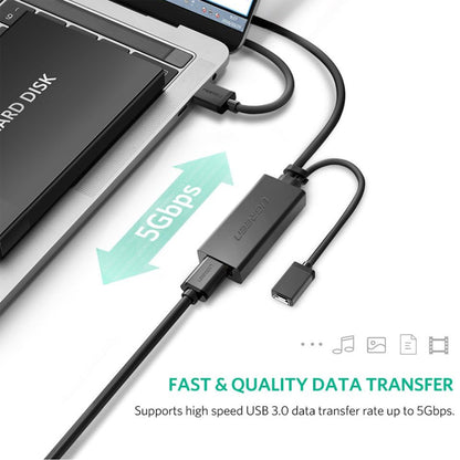 UGREEN 2-in-1 USB 3.0 A Male to Female + Micro USB Active Repeater 5 Meter / 10 Meter Extension Cable with Built-in Signal Booster for PC, Desktop Computer, Laptop, Scanner, Printer, PS5/PS4/PS3, Speaker, etc.  | 20826 20827