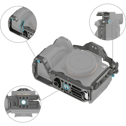 SmallRig HawkLock Advance Cage Kit for Sony a7R V, a7 IV, a7S III with Top Handle & Side Grip - Arca-Type Baseplate, Cold Shoe Mounts, Quick Release Interfaces, Three-Point Locking System, Unobstructed Access to Ports & Tilt Screen | 4539