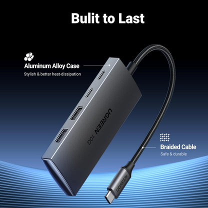 [CLEARANCE] UGREEN 4-Port USB 3.2 Hub Adapter with USB C / A Ports, 10Gbps Transfer Rate & Braided Cable Jacket for MacBook, PC, Desktop Computer, Laptop, Keyboard, Mouse, Card Reader, etc. | 30758