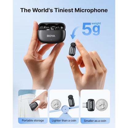 BOYA Mini 2 Wireless Lavalier Mic with Lightning / USB-C, AI Noise Cancel, 48kHz, 30H Battery