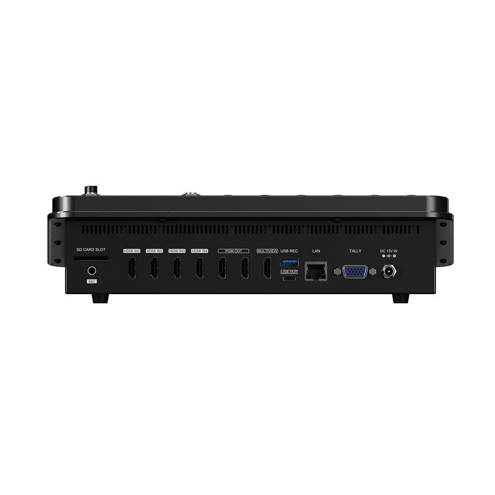 AVMATRIX SHARK S4M 4-Channel HDMI SDI All-in-One Video Switcher & Integrated Audio Mixer with PGM OUT, 4x HDMI IN, MULTIVIEW, 4x Microphone & 2 Stereo Inputs, USB 3.0 Recording for Live Streaming, Worship Events, Live Sports & Concerts