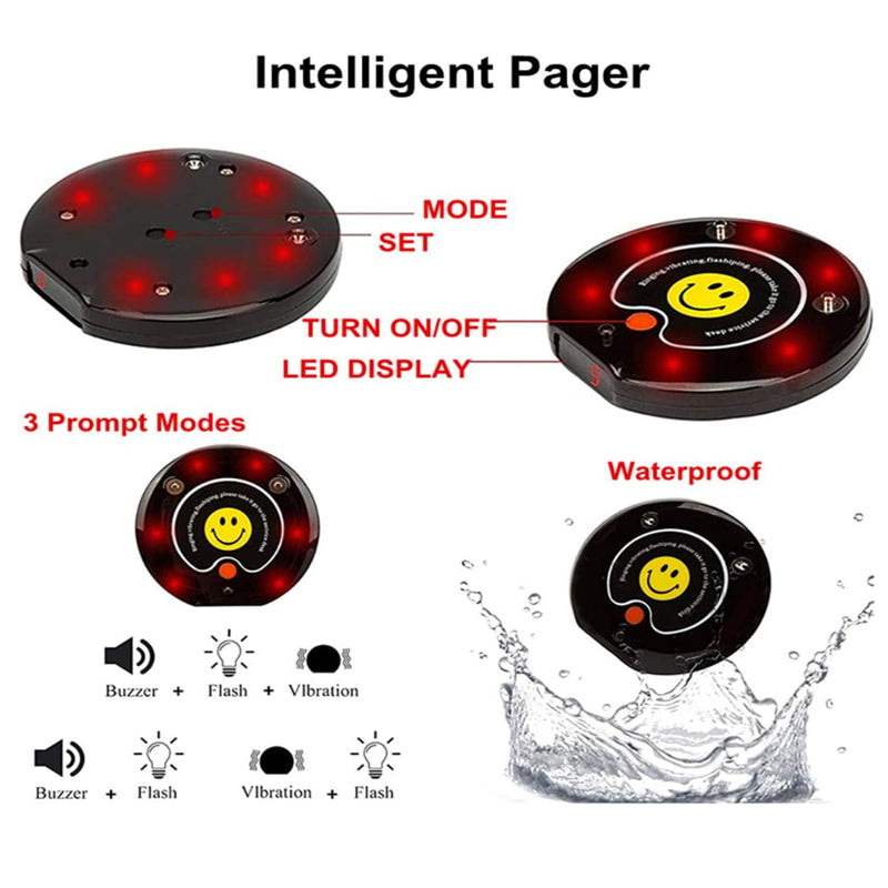 DAYTECH Coaster Buzzer Restaurant Guest Pager Calling System 120m Long Range Queue Line Beeper for Fast Food, Cafe, Clinic, Coffee Shop | E-P1000