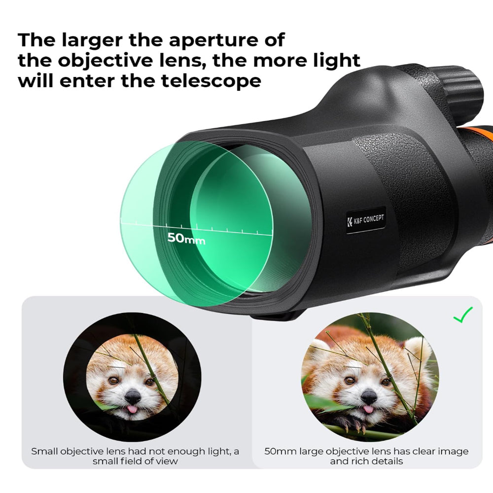 K&F Concept 80x100 Waterproof Monocular Telescope with Multi-Coated BAK-4 Prism Lens, Mobile Phone Mount Adapter, and Tripod for Outdoor Sports Hunting Hiking Camping Travel Photography