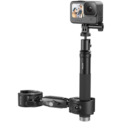 TELESIN Double-Headed Bike & Motorcycle Crab Claw-Style Clamp Pipe Mount with 360° Ball Swivel Joint