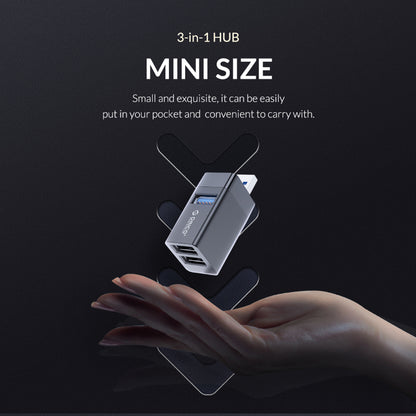 ORICO Mini 3 in 1 USB Hub with USB A 3.0 5Gbps and 2.0 480Mbps Ports and Wide Compatibility for Smartphone PC Desktop Laptop | MINI-U32L