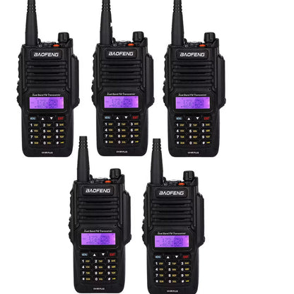 BaoFeng UV-9R PLUS (Set of 5/6/7/8/9/10) Walkie-Talkie Dual-Band VHF/UHF Transceiver 8W PC Programmable Two-Way Radio with 128 Store Channels, 136-174/400-520MHz Frequency Range, 9km Talking Range, Clear Voice Output, IP67 Waterproof