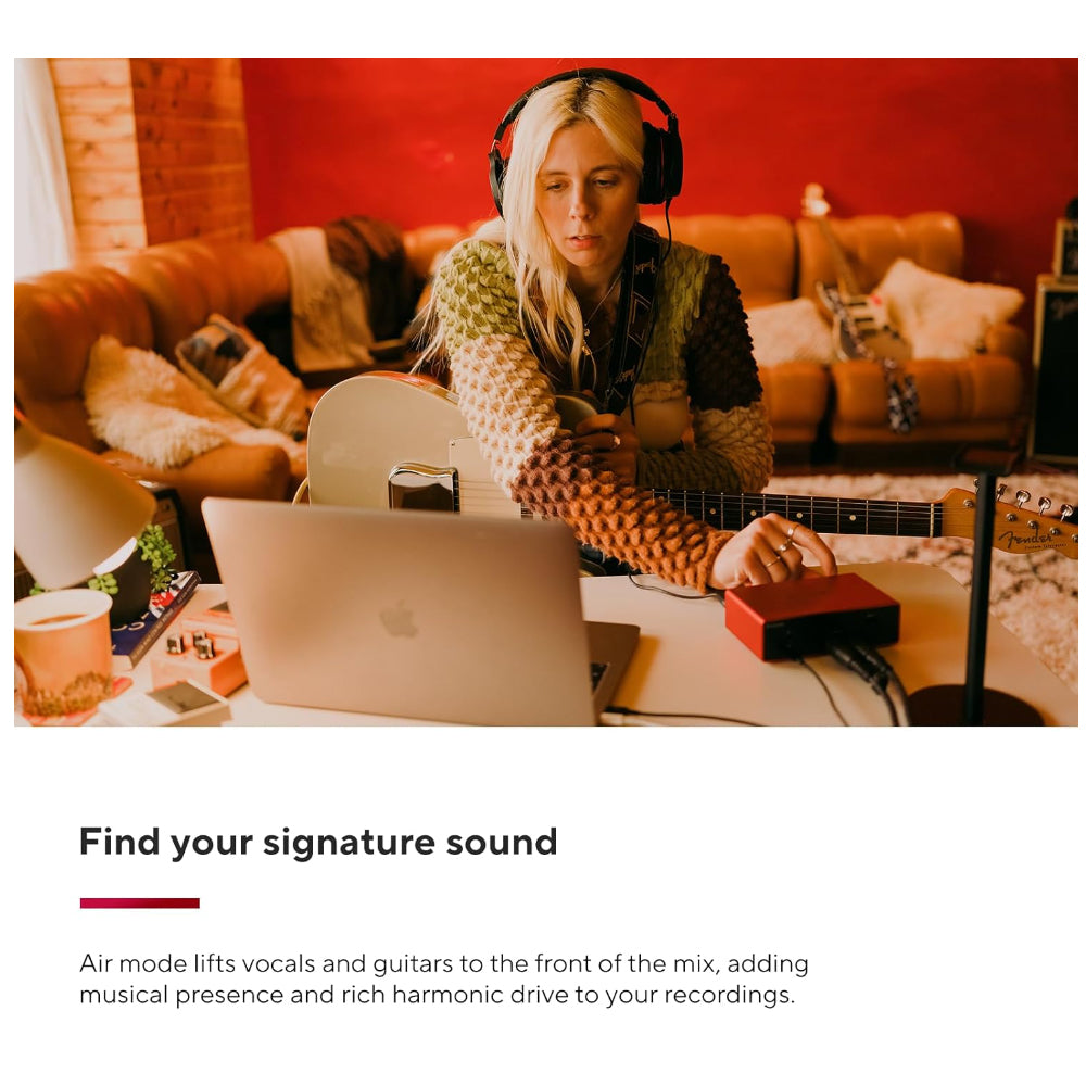 Focusrite Scarlett Solo 4th Generation 2 in / 2 Out USB Type-C Audio Interface with XLR Mic Preamp, Headphone, 1/4" Line & Hi-Z Inputs with Air Mode, Virtual Loopback Function and Software Expansion Bundle