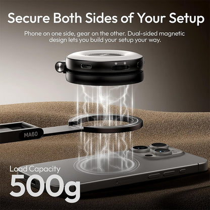 Ulanzi MA60 Foldable MagSafe Smartphone Tripod Stand with Multi-Angle Adjustment, Ultra Slim and Compact Design for iPhone 16/15/14/13/12 Pro Max & Other Compatible Mobile Devices - Ideal for Live Streaming, Vlogging