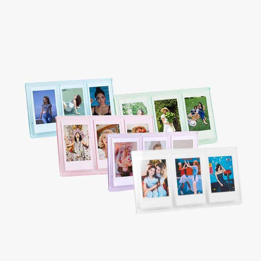Pikxi 3-Slot Table Top Instax Instant Mini Film Frame (Blue, Green, Pink, Purple, Transparent) | Picture Frames & Holders