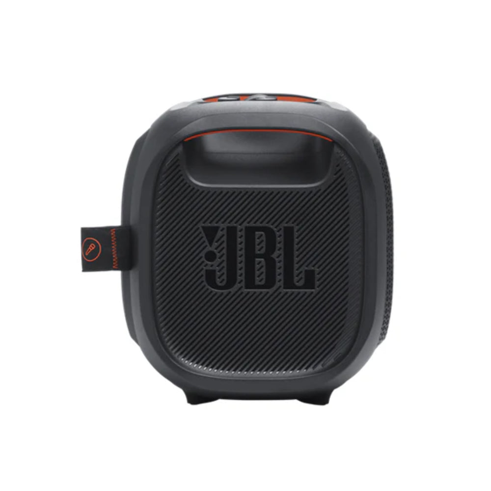 JBL PartyBox On The Go Essential with 2 Wireless Microphones 100W Splash Proof Portable Bluetooth Speaker with Build-In Light Show, 6 hours Music Playtime, Mic & Guitar Jack Audio Inputs for Karaoke Party