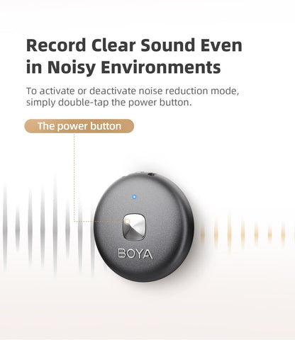 [CLEARANCE] BOYA Omic-U 2 Person Dual Channel 2.4GHz Wireless Omnidirectional Microphone System USB Type-C w/ 50m Max Range, HD Audio & Noise Cancellation, Detachable Magnetic Belt Clip and Wireless Charging Case for Vlogging