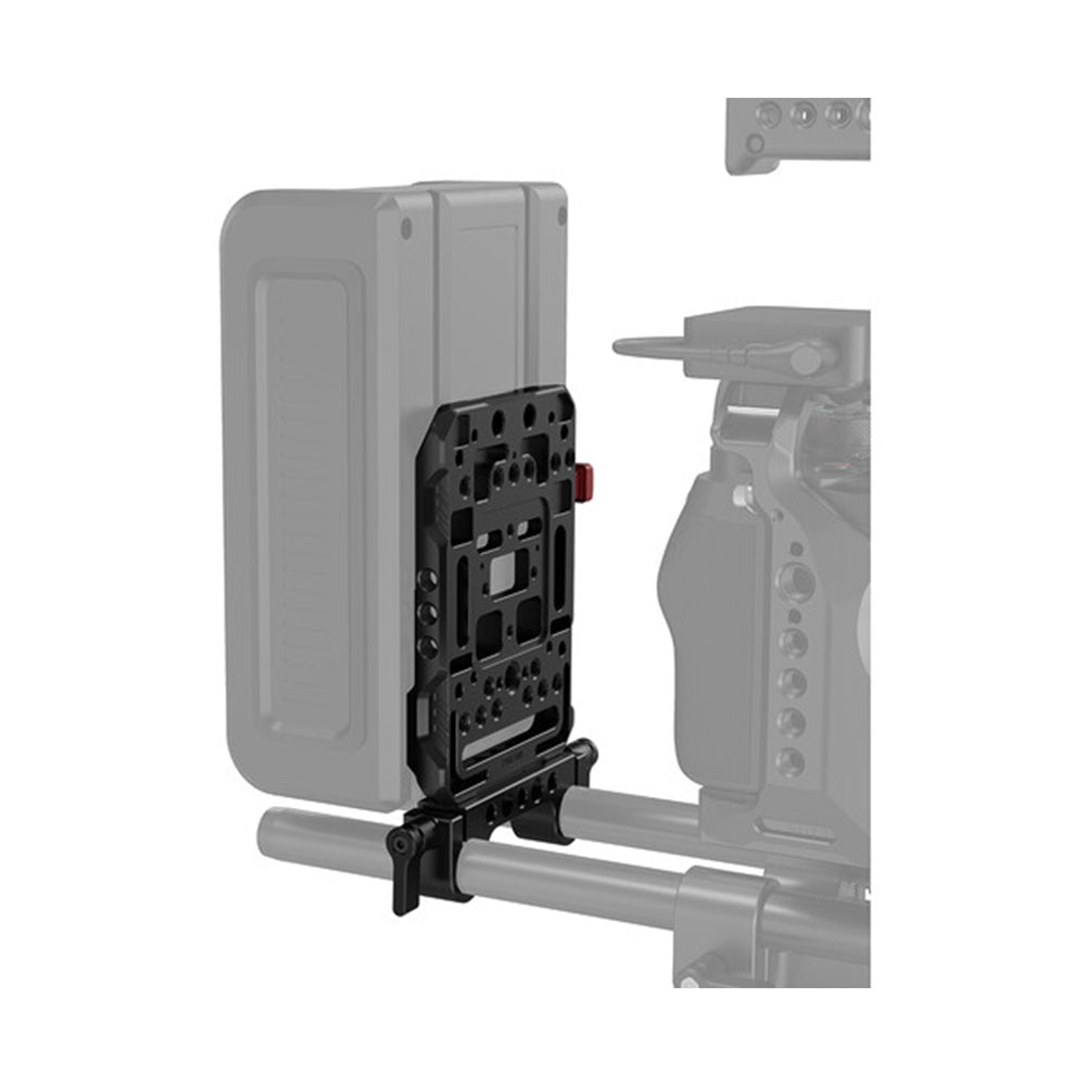 SmallRig Lightweight Aluminum V-Lock Camera Battery Plate with 15mm LWS Rod Clamp Bracket and Locking Levers, 1/4"-20, M3, M4 & Arri-Style Threads and Quick Release Locking Mount 3016