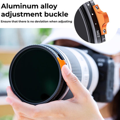 K&F Concept Nano-X Series Variable ND2-400 9-Stop Neutral Density Lens Filter with Multi-Coated Optical Glass and Aluminum Metal Frame for Mirrorless and DSLR Camera Photography - Available in all sizes