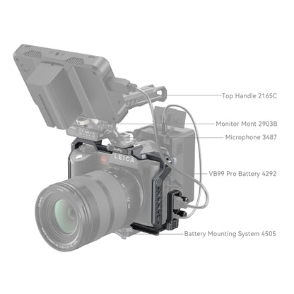 SmallRig Aluminum Titanium Camera Cage Kit for Leica SL3 with Arca-Type Quick Release Baseplate, HDMI Cable Clamp, Cold Shoe Mount, TO Rail, QD Socket, and Multiple 1/4"-20 Threaded and ARRI 3/8"-16 Locating Holes 4510