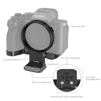 [CLEARANCE] SmallRig Rotatable Quick Horizontal to Vertical Mount Plate Kit with Arca-Type Manfrotto RC2 QR Plate, Two-Point Locking System, Secure Locking Knob and Lens Release Button for Sony a7R IV, a7R V, a7 IV & a7S III Mirrorless Camera 4148